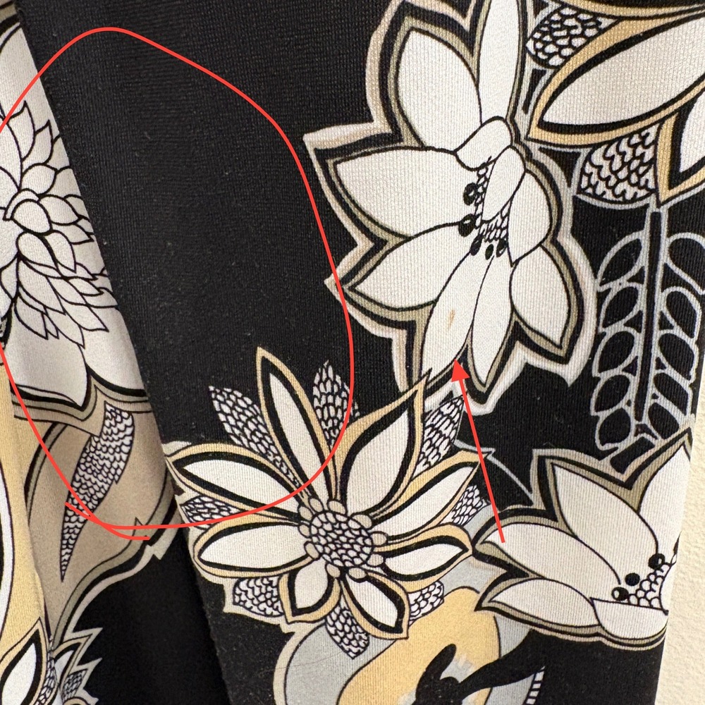 Hale Bob Black Gold Floral Medallion Beaded Tunic Stretch Jersey Shift Dress L - Picture 5 of 13